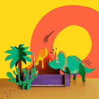 Wooden Dinosaur Craft Set with Volcano and Fossil Making - Screen-free fun by Dabble & Co.