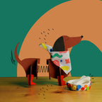 Dabble & Co. Dot the Dog craft kit - Create your own personalized wooden dog with a handmade bandana and clay accessories.