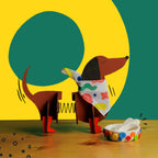 Dabble & Co. Dot the Dog craft kit - Make your own personalized wooden dog with a handmade bandana and clay accessories.
