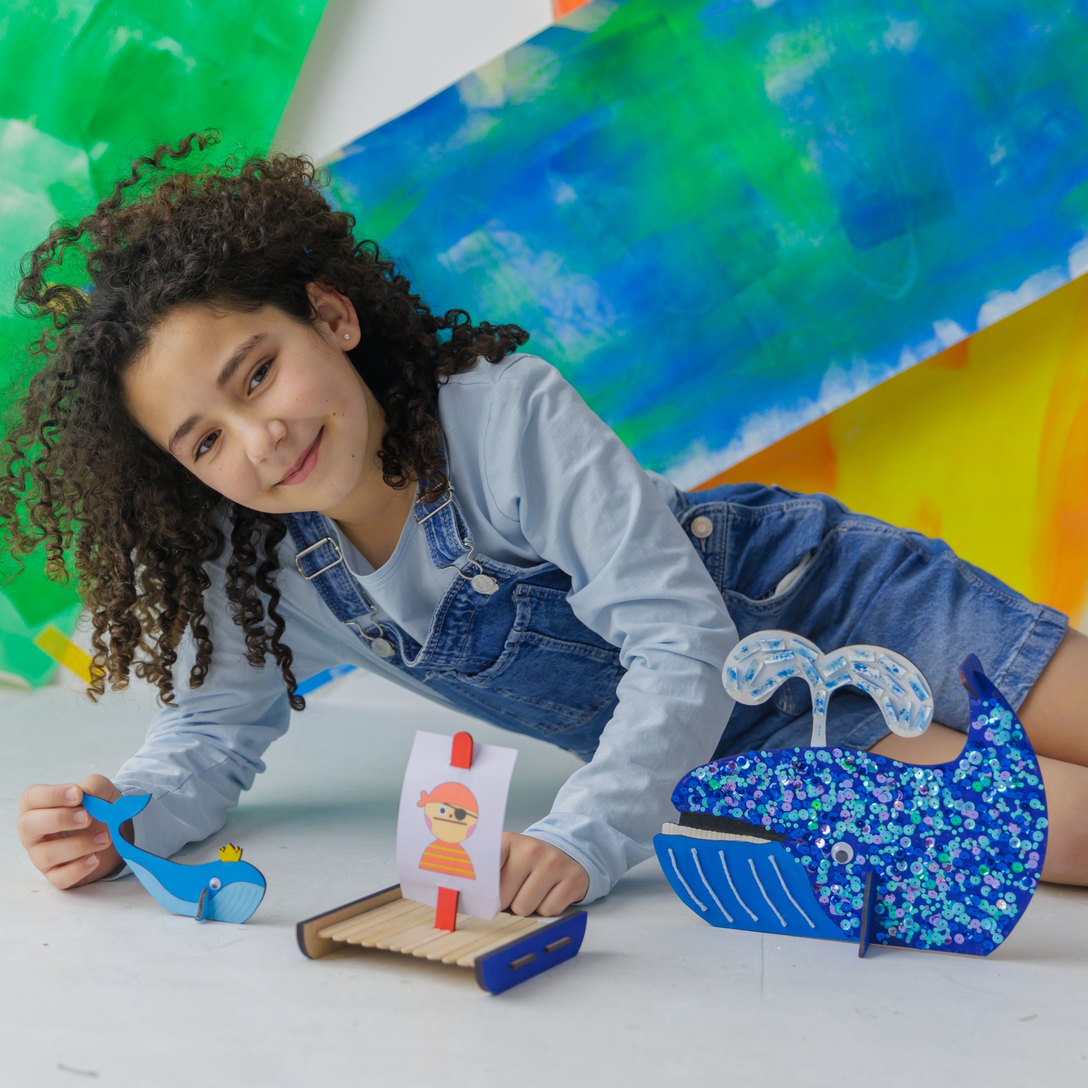 Dabble & Co. Fiona the Whale kit, an ideal screen-free birthday gift for creative boys and girls.