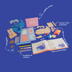 An all-in-one craft kit: Fiona the Whale set including all wood, paint, glitters, and tools needed to start immediately.